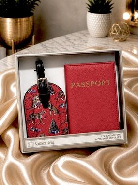 Southern Living Red Passport and Luggage Tag Set NIB